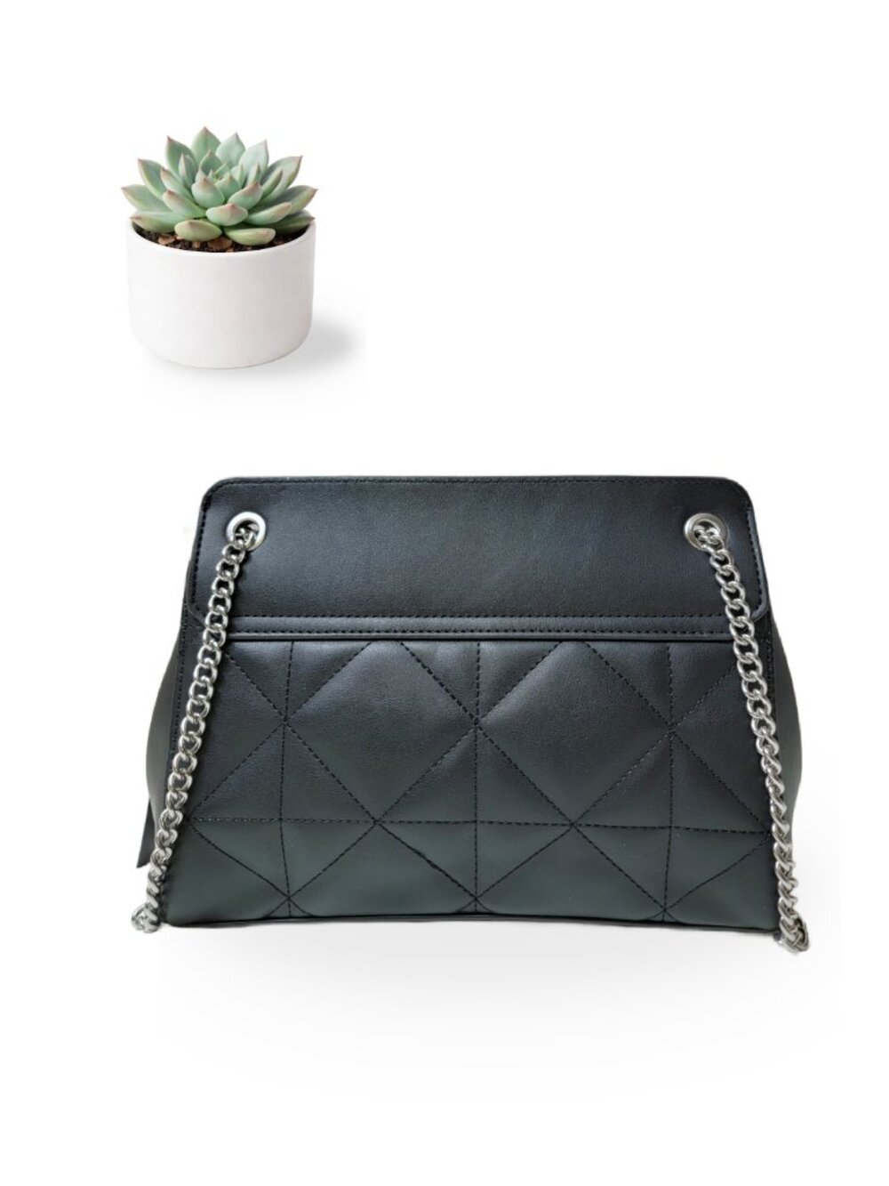 NWT Nine West Tirrana Black Quilted Chain Shoulder Bag Flap Crossbody Purse - Picture 3 of 12